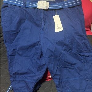 Blue Cargo Shorts with Belt